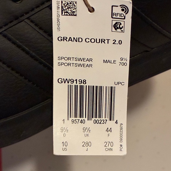 Adidas Men’s Grand Court 2.0 Black Size 10 - Picture 7 of 8